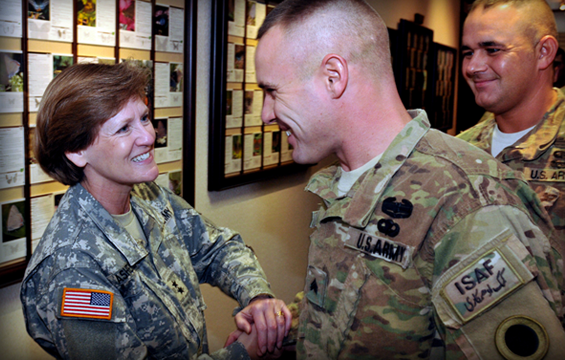Maj. Gen. Deborah A. Ashenhurst, Ohio adjutant general, welcomes home Soldiers from the Ohio Army National Guard's 37th Infantry Brigade Combat Team.