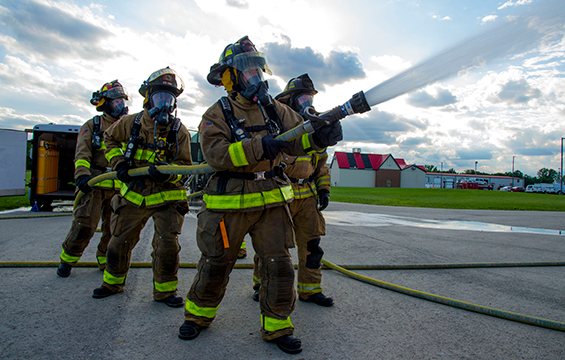 Ohio Army National Guard firefighters with the 295th and 296th Engineer Detachments train with the 513th Engineer Detachment, an active-duty unit out of Fort Bragg, N.C.