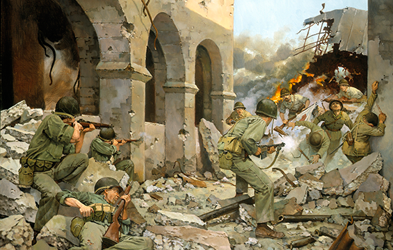 Painting of the 37th Infantry Division liberation of Manila, Phillippines.