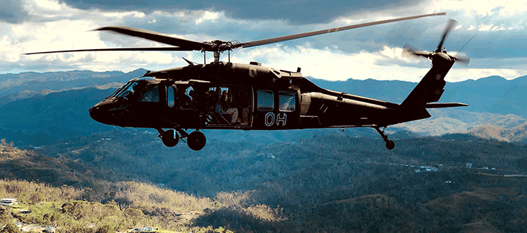 UH-60 Black Hawk helicopter over Puerto Rico
