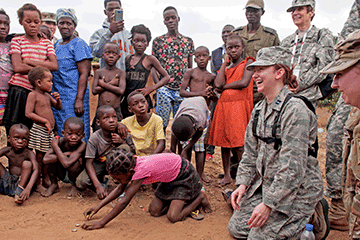 Air Guard members playing with local children 