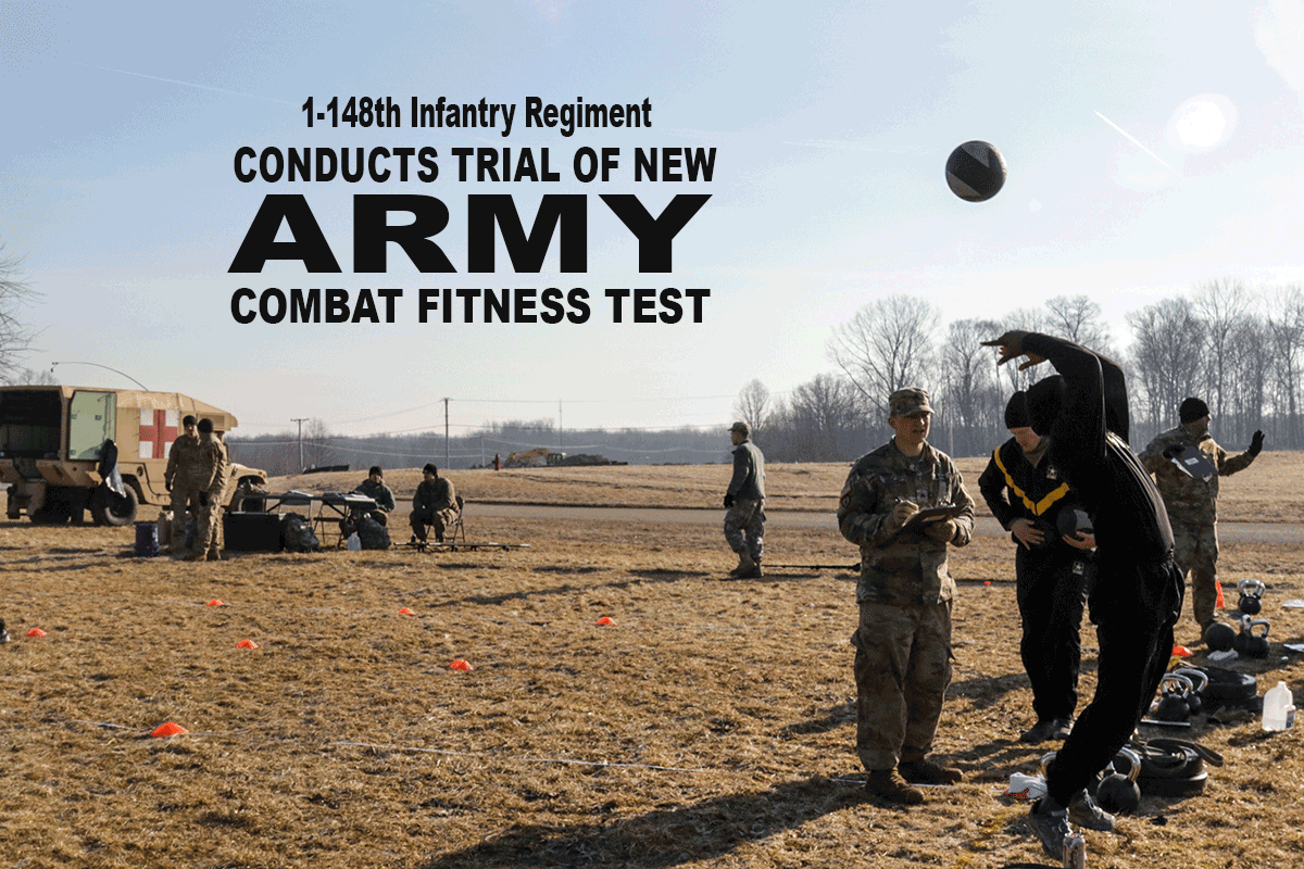 Soldiers doing pt test outside.