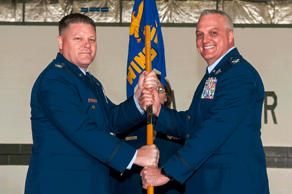 U.S. Air Force Col. Dave Johnson assumed command from Col. James Camp, Ohio assistant adjutant general for Air.
