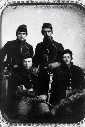 Black and white photo of 4 Soldiers