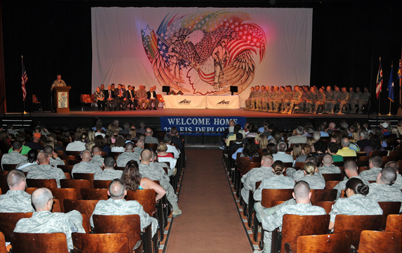 welcome ceremony for 220th Engineering Installation Squadron Sept. 18, 2011, at Secrest Auditorium in Zanseville, Ohio.