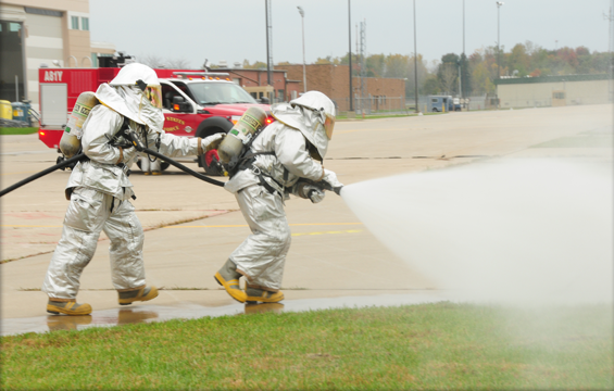 Firefighters from the 180th Fighter Wing