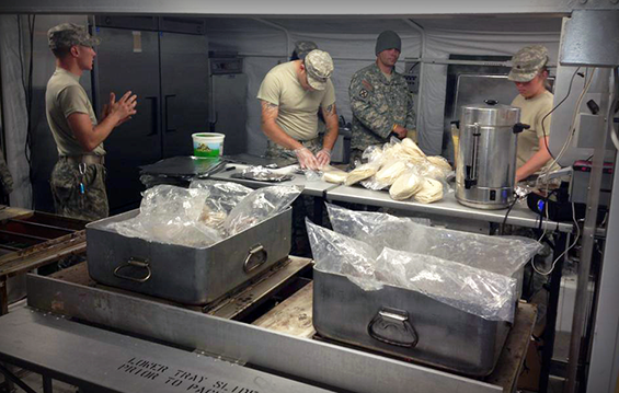 Soldiers from the food service section of the 737th Support Company.
