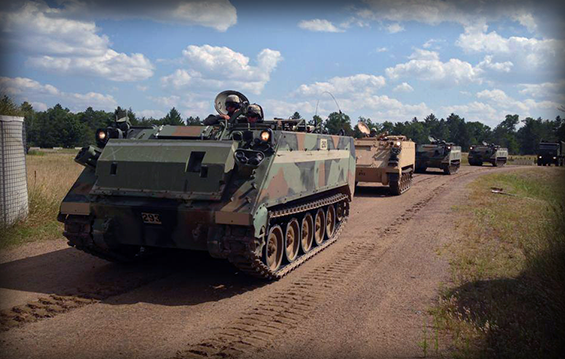 Command post carrier vehicles from Headquarters and Headquarters Company.