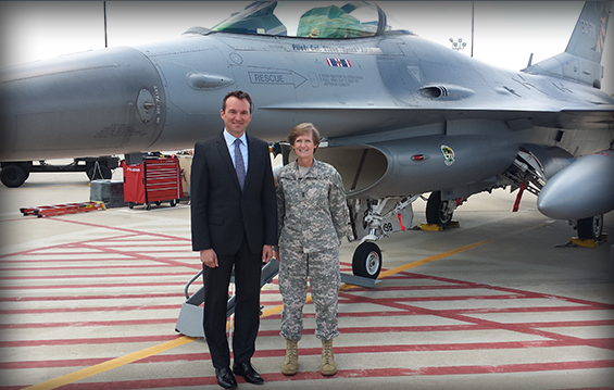 Maj. Gen. Deborah A. Ashenhurst, Ohio adjutant general, hosts Acting Secretary of the Air Force Eric Fanning