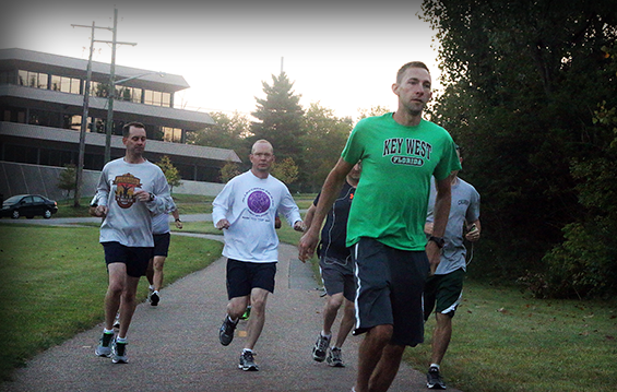 Ohio National Guard members hit their stride during a four-mile run 