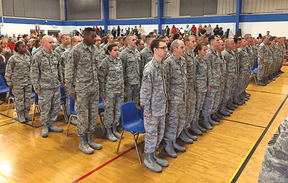 Family and friends welcomed home about 110 Airmen from the 123rd Air Control Squadron.