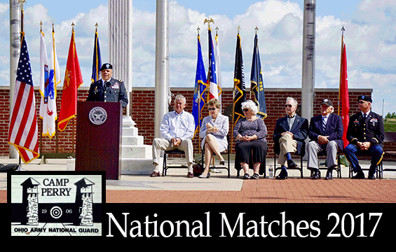 Maj. Gen. John C. Harris Jr. (at lectern), Ohio assistant adjutant general for Army, speaks during opening ceremony for the 2017 National Matches.