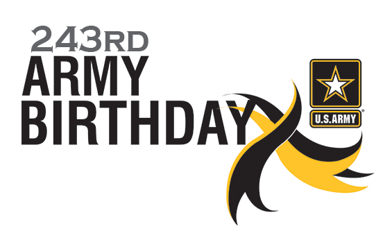 Animation of Army balloon floating up from words 243rd Army Birthday