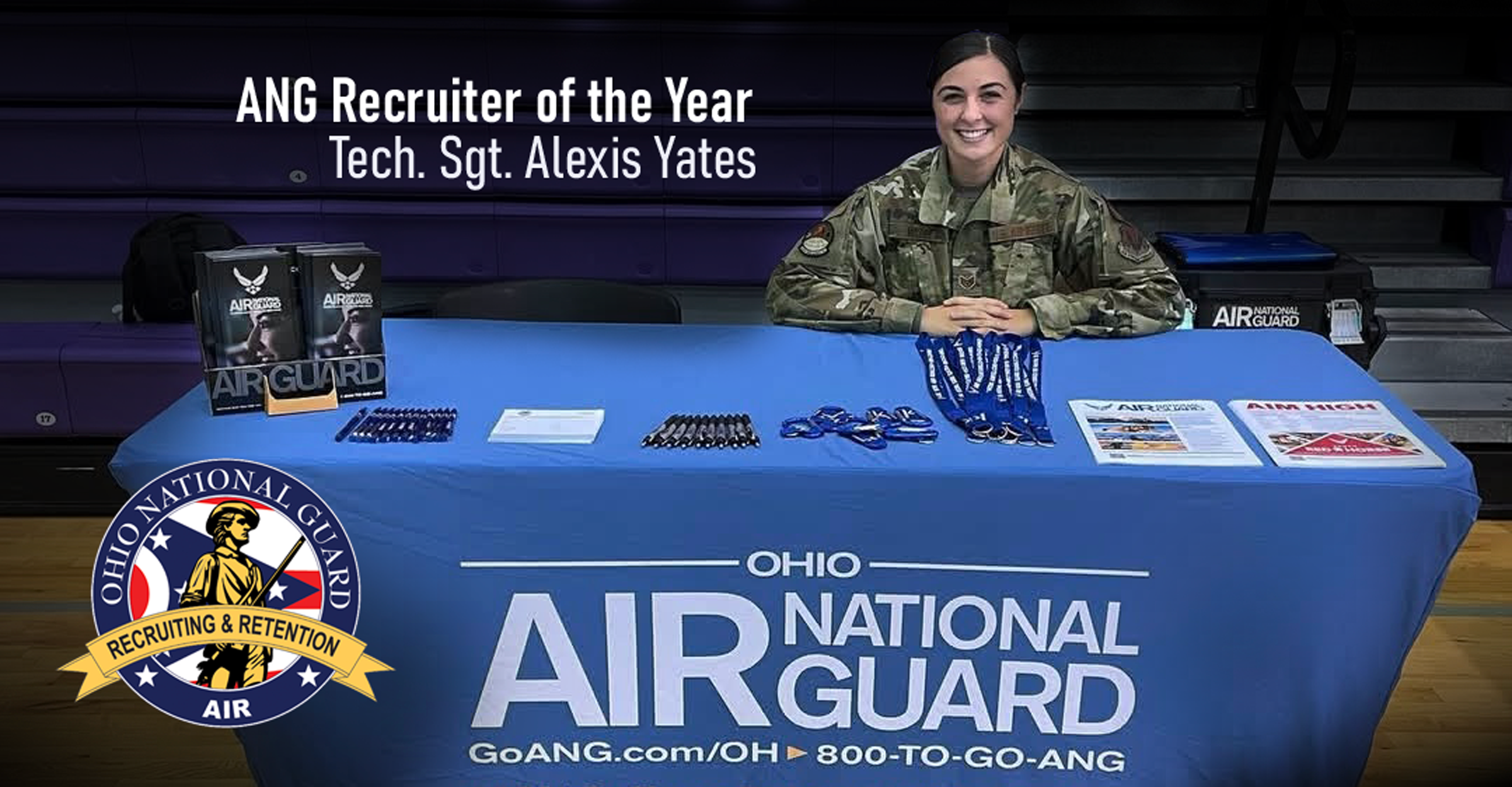 Tech. Sgt. Alexis yates sitting at an Ohio Air National Guard table