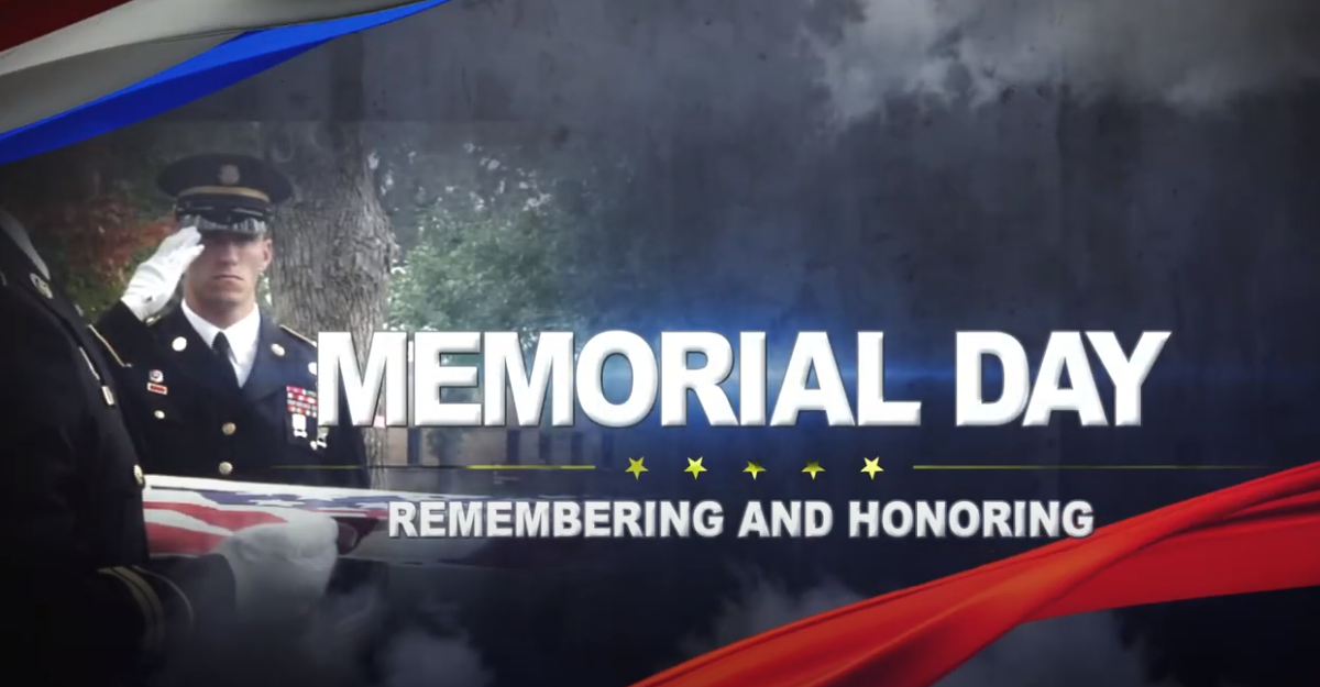 Intro of video with Colorguard saluting flag. Memorial Day - Remembering and Honoring