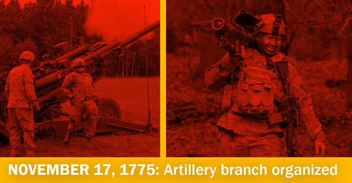 split image of soldiers firing artillery and soldier carrying launcher.
