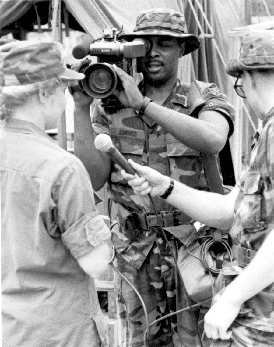 Black and white photo of Soldiers taking a photo