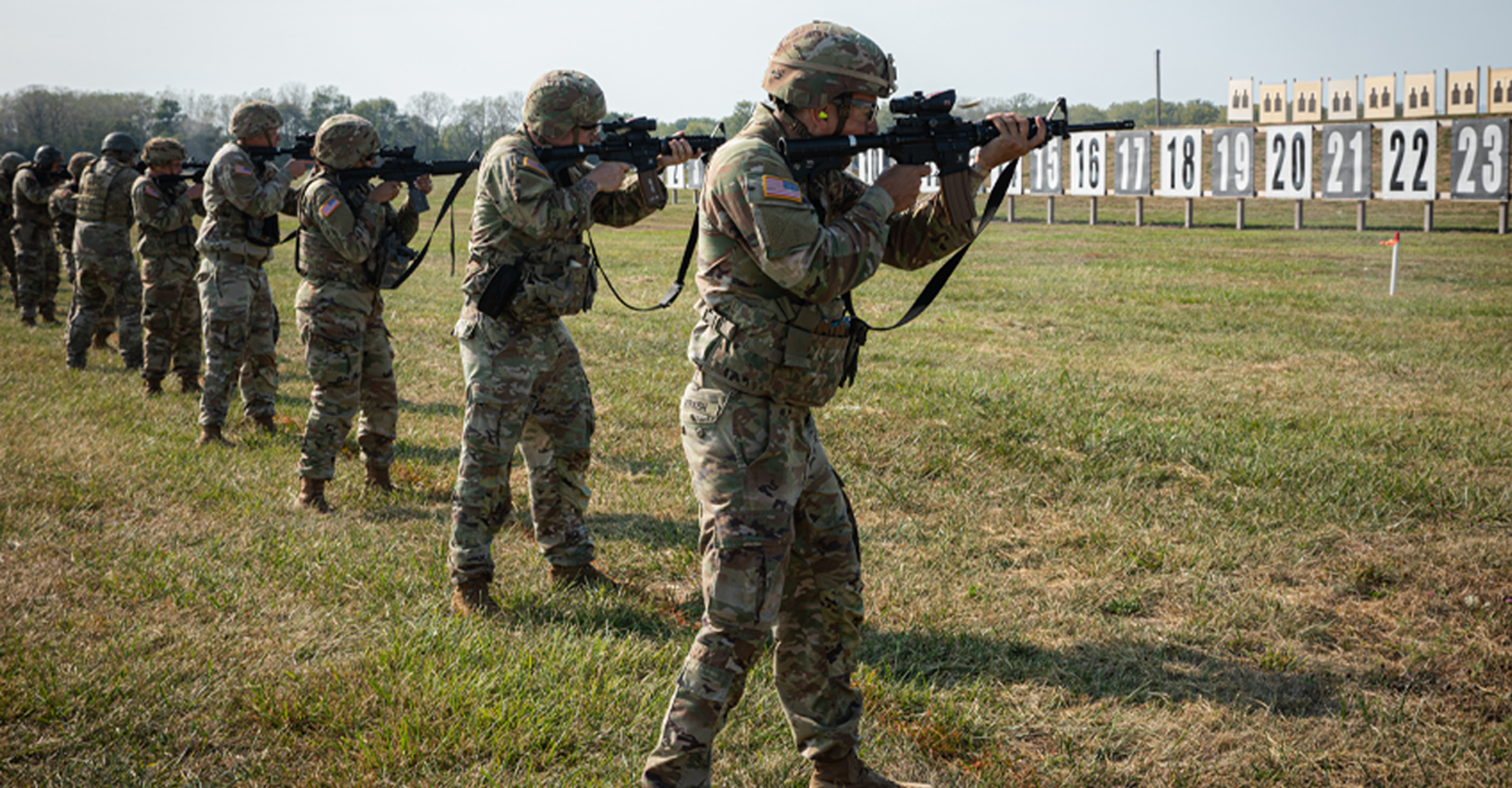 OHIO ARMY NATIONAL GUARD TRAINING CENTER, CAMP PERRY: Ohio National Guard members fire down range during The Adjutant General's 2024 Combat Rifle and Pistol Championship at Camp Perry Joint Training Center. Army weapons range operations personnel conduct systematic scheduling, management, safety monitoring and maintenance of training facilities for live-fire and maneuver exercises.