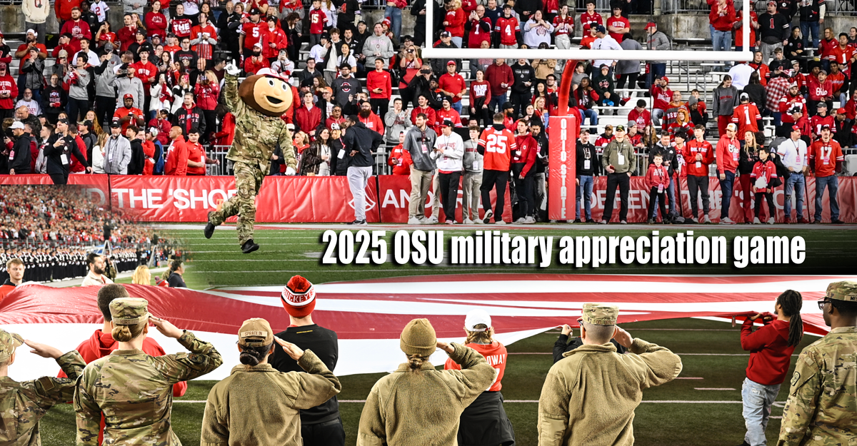 OHNG members saluting on The Ohio State University football field