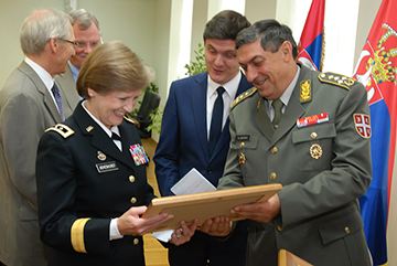Gen. Deborah A. Ashenhurst presented a gift by Gen. Ljubiša Diković.