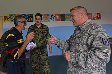 A team of medical personnel from the Ohio National Guard, Serbian Armed Forces and Angolan military.