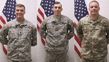 Spc. Will Mauntler of Troy, Spc. Adam Lemaster of Franklin and Sgt. Joshua Taylor of Middletown.