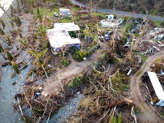 Aerial view of destruction in Puerto Rico