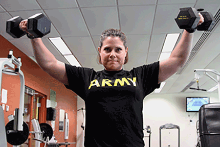 Sgt. 1st Class Megan Simpson lifting weights