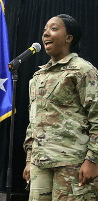 African-American Soldier singing.
