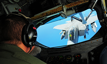 Boom operator refueling an F-16
