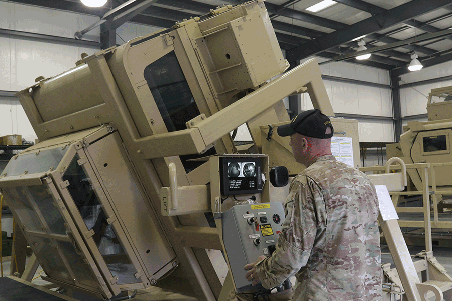 Soldier controls simulator.
