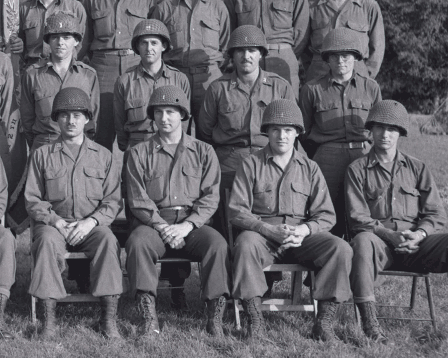 Black and white photo of officers in rows.