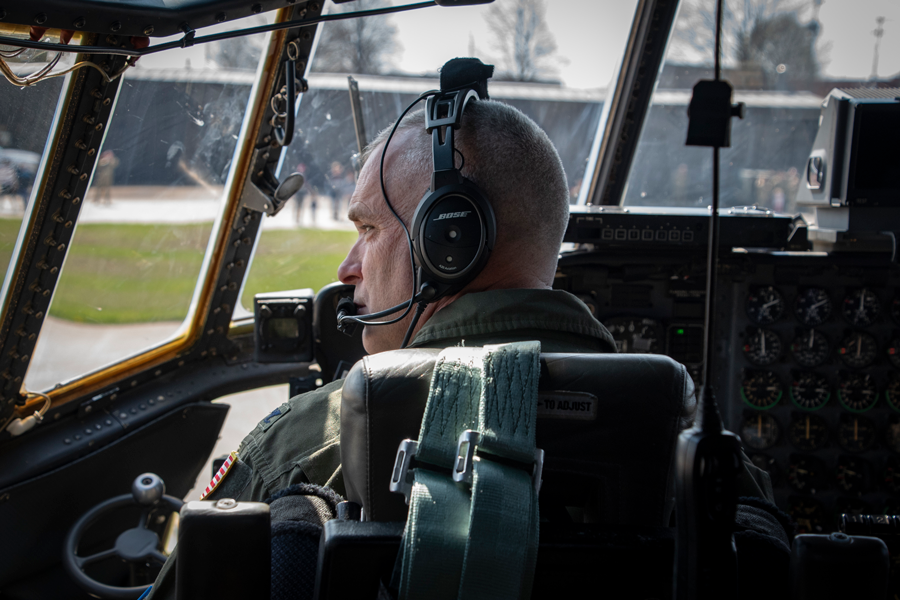 Pilot in seat of C-130H.