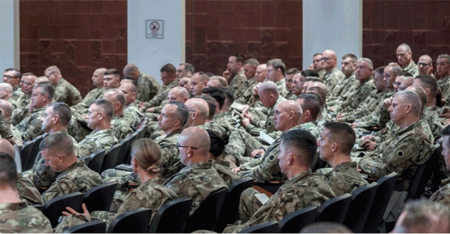Soldiers in auditorium
