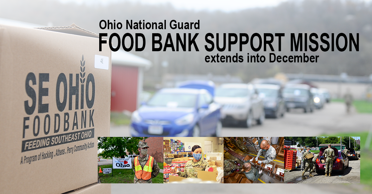 Collage of Soldiers nad Airmen working at food banks.
